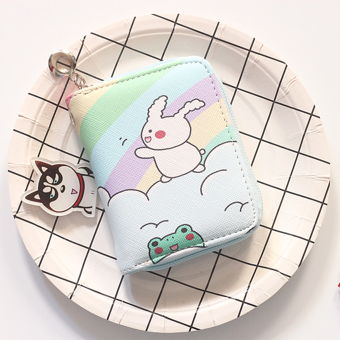 Touch Rainbow Rabbit With Mini WalletKorean version have cash less than that is registered in the accounts zipper wallet lovely Cartoon rabbit Bear fresh schoolgirl Small Mini coin purse ins