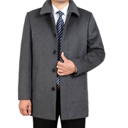 Áo chống mùa thu và áo khoác mùa đông trung niên áo khoác cashmere nam dài áo len lông cừu trung niên cha