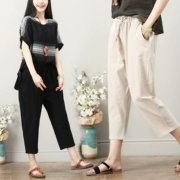 2018 mùa hè mới Hàn Quốc phiên bản của kích thước lớn quần hậu cung thường nữ là mỏng bông và vải lanh cắt quần chất béo mm phần mỏng quần