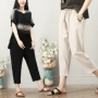 2018 mùa hè mới Hàn Quốc phiên bản của kích thước lớn quần hậu cung thường nữ là mỏng bông và vải lanh cắt quần chất béo mm phần mỏng quần quần áo nữ