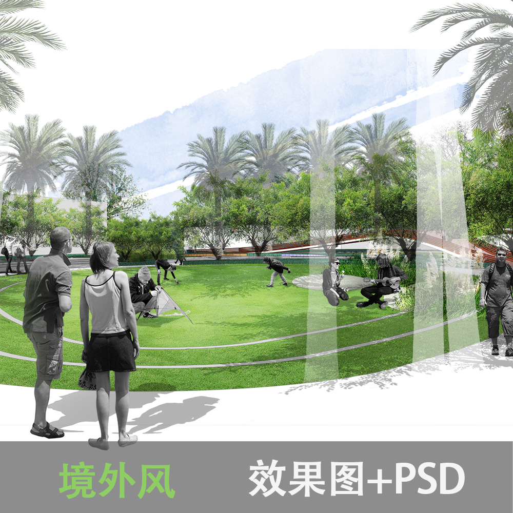 T2083 小区办公广场公园度假国外风格景观方案设计效果图PS...-1