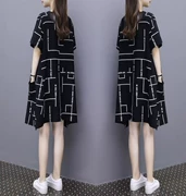Châu âu trạm 2018 mới của Hàn Quốc phiên bản của phần dài của cotton dress nữ mùa hè màu đen kích thước lớn lỏng mỏng một từ váy