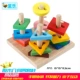 Trẻ trẻ em bằng gỗ hình học kết hợp đồ chơi khối xây dựng lực lượng câu đố 1-2-3 năm bộ tấm áp phích câu đố cũ của cặp