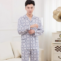 Mùa xuân và mùa hè mùa hè cotton đồ ngủ nam dài tay cotton XL trung niên dịch vụ nhà phù hợp với dệt bông phần mỏng đồ bộ mặc nhà cao cấp