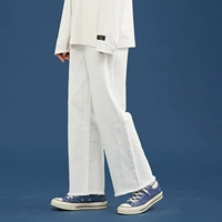 Белые штаны для отдыха, весенние джинсы, высокая талия, свободный прямой крой