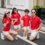 Cha mẹ mặc con mùa hè áo thun ngắn tay gia đình ba cộng với phân bón XL 200 áo lưới mùa hè màu đỏ-yang POLO - Trang phục dành cho cha mẹ và con quần áo trẻ em nam