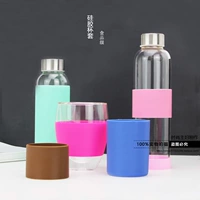 Cốc thủy tinh Silicone Cup Set Thẳng Nửa chiều dài Chống bỏng Cách Nhiệt Cup Bìa Chim Cánh Cụt Cup Phổ Ấm Set bình tập uống