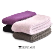 Sản phẩm tuyệt vời sâu mùa đông dày ấm cashmere phụ nữ vớ rắn màu thỏ len nữ dày vớ trong ống vớ siêu ấm