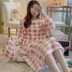 áo ngủ dài tay nữ mùa thu và phần dài mùa đông flannel Pyjama nữ mùa xuân và mùa thu áo khoác ngoài của Hàn Quốc phiên bản của tracksuit nhung san hô chân váy xếp ly ngắn váy đầm