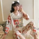 Bộ đồ ngủ dài tay nữ mùa hè cotton mỏng mùa hè Học sinh Hàn Quốc có thể mặc bộ đồ hai dây mùa xuân và mùa thu tại nhà - Nam giới