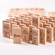 Bằng gỗ bạch đàn biết chữ số động vật 120 viên nang kiến ​​thức công nhận domino building blocks giáo dục cho trẻ em đồ chơi