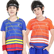 2019 quần áo trẻ em nam bóng bàn mới phù hợp với quần áo thể thao quần vợt ngắn tay nhanh khô - Thể thao sau