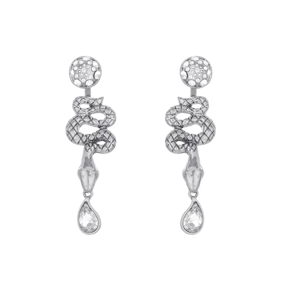 Snake Earring ladies个性夸张长版蛇纹蛇耳针耳环饰серьги