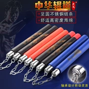 Nunchaku biểu diễn võ thuật hai với gậy thể thao xốp Nunchaku đầu nhỏ mang thiết bị thể dục tự vệ đôi rồng dính - Taekwondo / Võ thuật / Chiến đấu