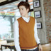 Mùa xuân và mùa thu áo len vest nam không tay v-cổ áo len mỏng Hàn Quốc phiên bản của các sinh viên Anh thanh niên áo len vest nam Dệt kim Vest
