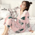 Hàn Quốc phiên bản của bộ đồ ngủ phụ nữ mùa xuân và mùa hè dệt bông vải thiết lập dài- tay bông lụa mỏng phần bông nhân tạo dịch vụ nhà kích thước lớn Bộ Pajama