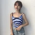 Mùa hè 2018 mới của Hàn Quốc phiên bản của chic rò rỉ xương đòn top chữ thập lại dây đeo yếm trong nữ mặc bên ngoài với ngực pad triều Áo ba lỗ