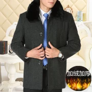 Áo khoác nam nam trung niên áo len ngắn mùa đông ông bố 60-70-80 tuổi cộng với áo khoác nhung