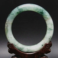 Древний нефритовый старый нефрит, династия Цин Старый Жадеит Благословенный браслет грузового браслета плавучий цветок встроенный серебряный шелковый цветок