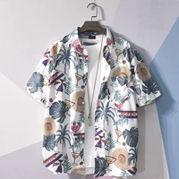 Летняя японская пляжная рубашка для отдыха, цветочный принт