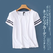 LL3D trắng t-shirt nữ Han Fan hoang dã lỏng ngắn tay áo thời trang đơn giản 2018 mùa hè mới vòng cổ áo sơ mi