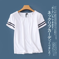 LL3D trắng t-shirt nữ Han Fan hoang dã lỏng ngắn tay áo thời trang đơn giản 2018 mùa hè mới vòng cổ áo sơ mi áo phông ngắn tay