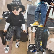 Quần bé trai chữ AB quần denim 2019 mùa thu mới bé trai phiên bản Hàn Quốc của quần jeans co giãn denim giản dị - Quần jean