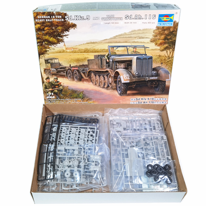 Assembly Model (Self Provided Glue)Trumpeter 07275 Assembly Model 1 / 72 Germany 18 ton farmer  tractor and Tank transport trailer