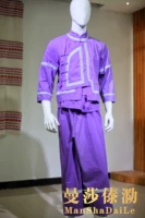 Mansa 傣 trang phục dân tộc nam Blang dân tộc Dai Myanmar Lào Quần dài quần tím samurai - Trang phục dân tộc bo dan toc cho nam nu