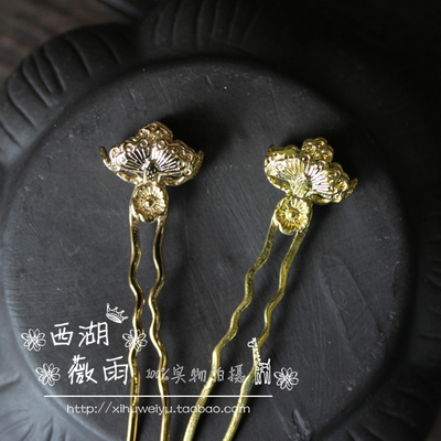 taobao agent Brass copper small retro Chinese hairpin, Hanfu, accessory, 63×15mm, cosplay