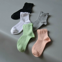 [Vớ Thiên Chúa sản xuất] mùa hè phần mỏng sợi tre bông ống ladies socks tinh khiết màu đen lỏng miệng vớ giản dị vớ họa tiết nữ đẹp
