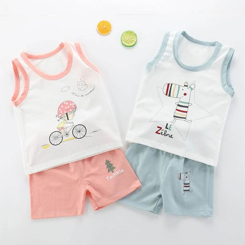 Bộ đồ mùa hè cho bé trai và bé gái, bộ quần áo thể thao trẻ em bằng cotton, mua một tặng một - Phù hợp với trẻ em