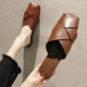 Dép Ulzzang nữ 2019 mùa hè đầu vuông đế bệt Baotou nửa dép Hàn Quốc phiên bản retro giày Muller hoang dã thủy triều - Dép