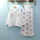 Bộ đồ ngủ bằng vải gạc đào hoa quả ba chiều dễ thương đặt cotton mùa xuân và mùa thu và vải lanh Nhật Bản nhỏ tươi dài tay - Bên ngoài ăn mặc