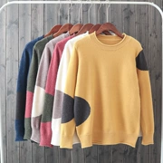 D16 lỏng lẻo uốn xoăn nhỏ cổ cao thả lỏng vai dài tay dày thỏ cashmere lõi sợi tóc