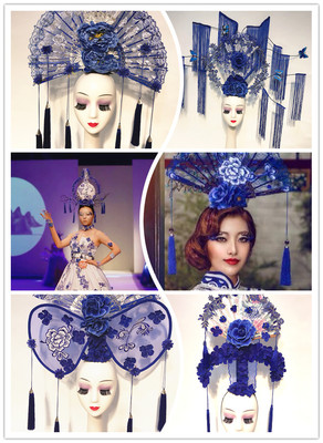 taobao agent Blue and white hair accessory, makeup primer, Chinese style