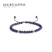 Vòng đeo tay Luckylotus Blue Sandstone Amethyst Sand Gold Pearl Transfer Nam và nữ Cặp đôi Phụ kiện Vòng tay pha lê