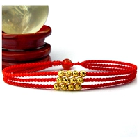 Золотой браслет с одной бусиной, браслет на ногу, оберег на день рождения для влюбленных, браслет из красной нити подходит для мужчин и женщин