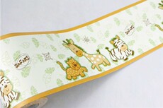 Бордюр 卡通儿童房间卧室浴室防水腰线贴纸 pvc自粘瓷砖腰花 动物踢脚线