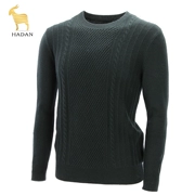 Áo len cashmere nam dày cổ tròn xoắn mùa thu và mùa đông áo len màu ngắn