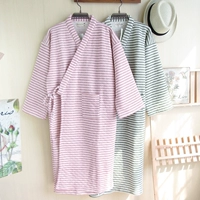 Áo ngủ cotton đôi phong cách Nhật Bản mùa thu đông đồ ngủ thu đông nam nữ