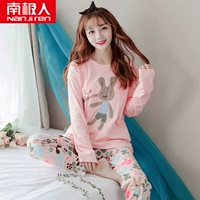 Đồ ngủ nữ ở Nam Cực mùa xuân và mùa thu cotton dài tay dễ thương phiên bản Hàn Quốc của sinh viên tươi mát bộ đồ cotton phục vụ tại nhà do bo