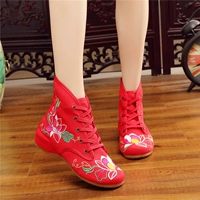 Mùa xuân và mùa hè thêu khởi động trẻ em gió quốc gia cũ Bắc Kinh giày vải giày phẳng giày Hanfu giày ngắn nêm tăng bên trong giày boot nữ hàng hiệu