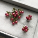 925 Bạc Kim Phụ Kiện Đồng Cổ Điển Đúc Cranberry Tự Nhiên Ngọc Trai Nước Ngọt Cổ Điển Brooch Flower Stud Earring Set Trâm cài