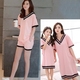 Trẻ em mùa hè của cô gái nightdress ăn mặc ngắn tay cha mẹ và con mẹ đồ ngủ cotton phần mỏng công chúa cô gái cậu bé lớn Cha mẹ và con