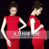 Красная праздничнная одежда для беременных подходит для фотосессий, платье