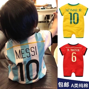 Argentina jersey bé phù hợp với bóng đá mùa hè 2018 World Cup nam bé áo bông bóng phù hợp với phù hợp với onesies bộ body mùa hè cho bé gái