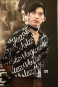 Catwalk mới cao cấp lụa lụa in chữ Slim áo sơ mi nam dài tay Jing Boran với áo sơ mi - Áo