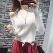 2018 mới mùa thu của phụ nữ Hàn Quốc phiên bản của chic cẩn thận máy off-the-vai đầu dài tay áo len áo len là áo sơ mi mỏng thủy triều