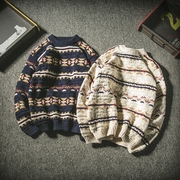 Mùa thu và mùa đông Nhật Bản dân tộc sọc khâu áo len nam lỏng lẻo vài sinh viên áo len hoang dã thời trang áo khoác